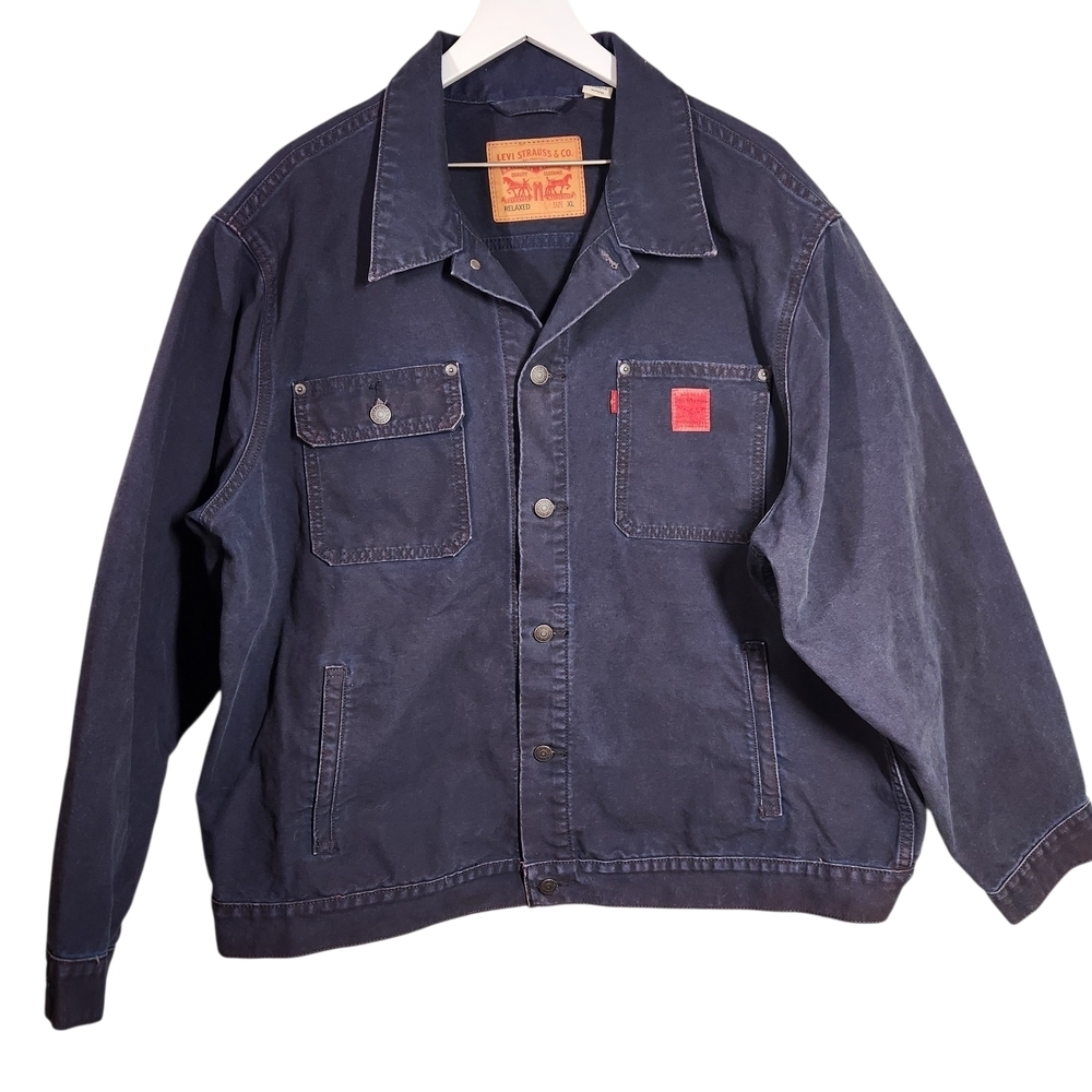 Levi's Sunrise Trucker Jacket Dress Blues Nebula Dyed Aged Distressed XL Baggy